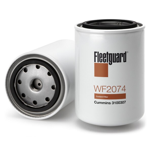 Fleetguard Water Filter, Spin-On, Cellulose Media, 60 Micron, 12 Units Coolant Additive, 3.69 Dome Outside Dia WF2074 - main